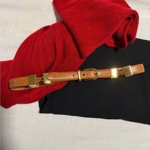 Talbots Tan Belt with Gold Buckle